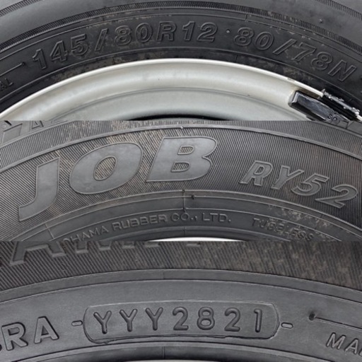 【21年製バリ山】145/80R12 貨物用タイヤ　4本セット