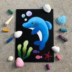 夏休み！チョークアートでイルカを描こう🐬︎ ̖́-