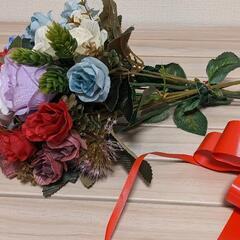 ※受渡者決定※【DAISO製】造花ブーケ💐＆赤リボンの画像