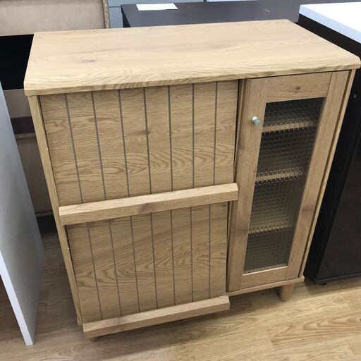 ★ジモティ割あり★  キャビネット レンジ台 ブラウン H88×W75×D40 クリーニング済み KJ2325