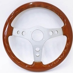 O.B.A/オバ イタリア製 ウッドステアリング/ハンドル 35cm 3本スポーク