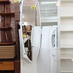LEDランプ付 姿見ドレッサー 多収納 鏡面仕上 コンセント付き 横幅60cm×奥行36cm×高さ172cm■近隣配送無料 買取帝国 朝霞店の画像