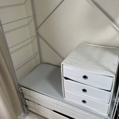 無印良品スチールユニットシェルフ　ワードローブ　スチールグレー