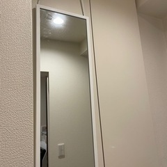 ニトリ　ドア掛けミラー　高さ120cm(ホワイト)の画像