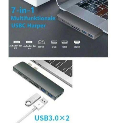 USB-C ハブ 7-in-1 急速充電 USB3.0 ポート 高速転送 4K