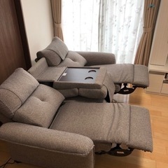 電動 リクライニングソファ3人掛けの画像