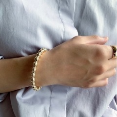 新品未使用　feu  メタルボールバングル　ブレスレット　ゴールド