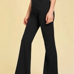 新品　SHEIN 無地柄　ブーツカットパンツ/Mの画像
