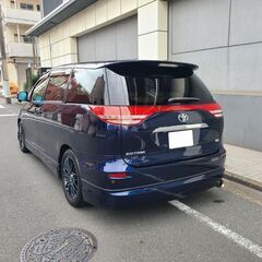 エスティマ2.4Ｇ　ケンスタイルエアロ　Ｈ１８　車検5/12　走行124000ｋ　純正ＨＤＤナビ＆フルセグＴＶ＆フリップダウンモニター　カラーバックカメラ　ドラレコ　ＥＴＣ　両側パワースライド　　ベージュ革調シートカバー　社外18ＡＷ　クルコン　キセノン＆フォグ　１オーナー　禁煙車の画像