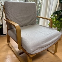 【美品】【未使用】無印良品 ソファチェア・オーク材 無印良品リビングでもダイニングでもつかえるソファチェア・オーク材 美品