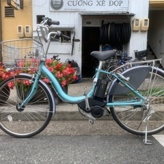 ??　電動自転車　ブリヂストン　２４インチ　タイヤ　新品　3変速　8.7ah 30-40kmぐらい　走れます　青　充電器付き　配達可能