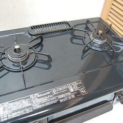 ガステーブル 都市ガス 2021年製 幅56cm パロマ IC-S37DX-L ブラック×ブラウン 水なしグリル 左強火 ダイヤル式 Paloma ガス台 ガスコンロ   札幌市 清田区 平岡の画像