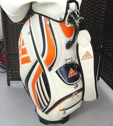 adidas Golf キャディバッグ QR650 ヨゴレ＆ハガレ有 オレンジ/ホワイト/ネイビー 札幌市手稲区