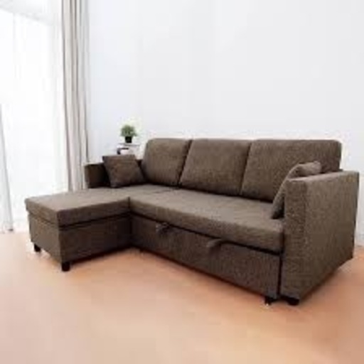 新品未使用品 取りに来れる方限定 Amazonブランド モビアンソファベッド3人掛け 収納付き ブラウン