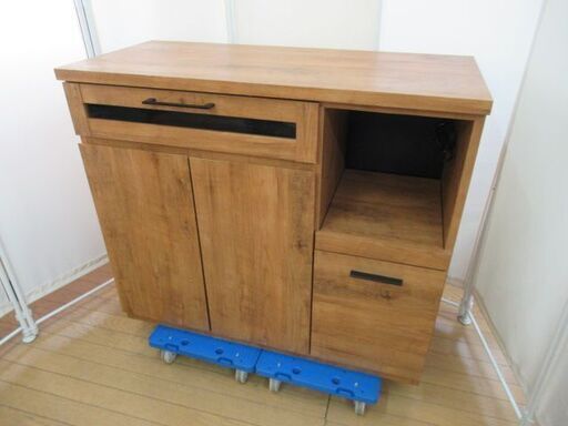 キッチンカウンター/食器棚/キッチン収納/ナチュラル/木目/90×105×47cｍ/中古品/J5673/