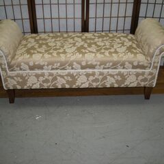 R242 ジェニファーテイラー ロングスツール ベッドサイドチェア ベージュ ジャガード プリンセス 姫系 カルトナージュ Used