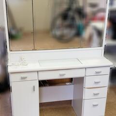 鏡台 白 ミラー /三面鏡 収納引き出し付き　コンセント有りの画像
