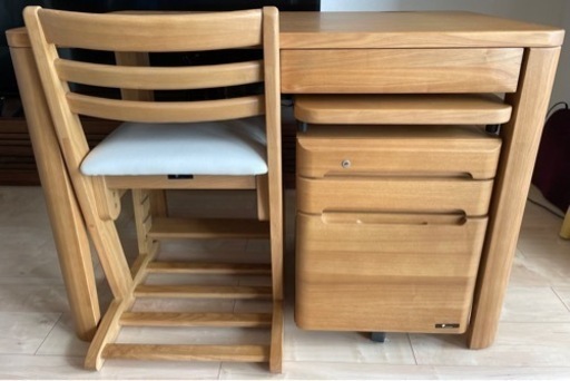 学習机　本棚セット　天然木