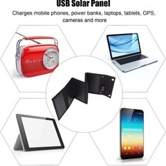 USBポート18Wソーラー充電器 防水ポータブル折りたたみ式USBソーラーパネル充電器USBソーラー充電器 電話 パワーバンク ラップトップ タブレット GPS カメラ 5.2V出力と互換性がありますの画像