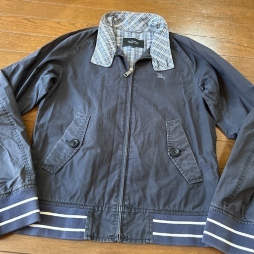 バーバリーブラックレーベル☆フロントシップアップネイビーブルゾンジャケット