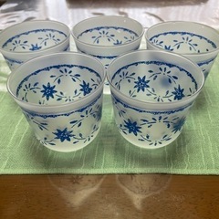 すりガラスの冷茶用グラス5個セット