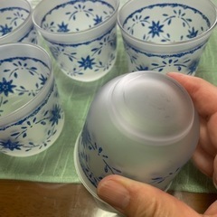 すりガラスの冷茶用グラス5個セットの画像