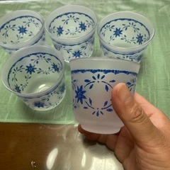 すりガラスの冷茶用グラス5個セットの画像