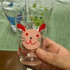 子供用グラス（ガラス製）3個セット　ウサギ🐇キリン🦒ゾウ🐘の画像