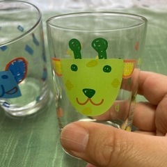 子供用グラス（ガラス製）3個セット　ウサギ🐇キリン🦒ゾウ🐘の画像