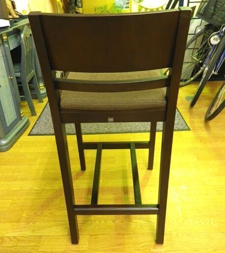 ① CRES カウンターチェア 木製 ブラウン系 ハイチェア 座面高62㎝ クレス カフェや店舗にも♪ 　西岡店