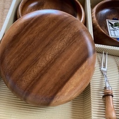 ハミングバード　木製ボウルとフォークセットの画像