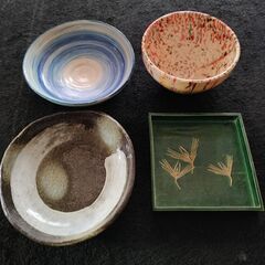 手付陶器ディッシュ4点