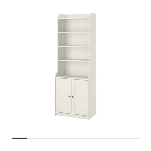IKEA イケア HAUGA ハウガ 本棚 ハイキャビネット 扉2枚付, ホワイト