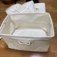 引取り先決定［3coins］コットンワイド収納ボックス 4点セット