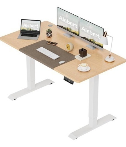 「中古」Alebert 電動式スタンディングデスク 昇降式デスク幅140cm奥行70cm 昇降デスク 電動昇降 デスク 高さ調節デスク ゲーミングデスク パソコンデスク メモリー機能付き 人間工学 オフィスデスク ゲーミングデスク オフィスワークテーブル 作業机（木目＆茶褐色）