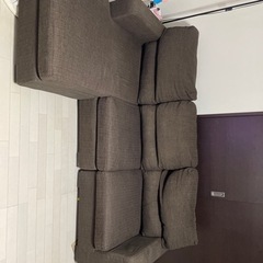 カウチソファ、ソファ、家具、オシャレ、ダークブラウン、3人がけ、格安の画像