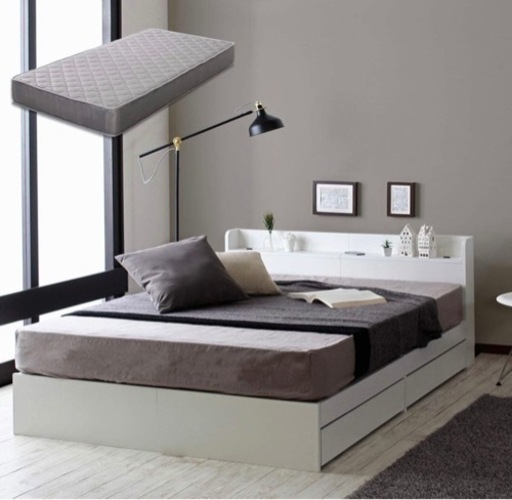 (全て新品)セミダブルベッド　マットレス付き