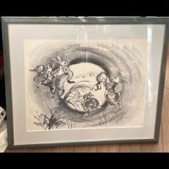 ピーターラビットみたいな兎の絵（額装水墨画）の画像