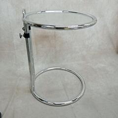 テーブル サイドテーブル 天板ガラス 高さ調整可能の画像