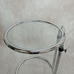 テーブル サイドテーブル 天板ガラス 高さ調整可能の画像