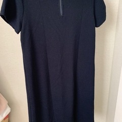 ワンピース　ネイビー　結婚式　オフィスカジュアルの画像