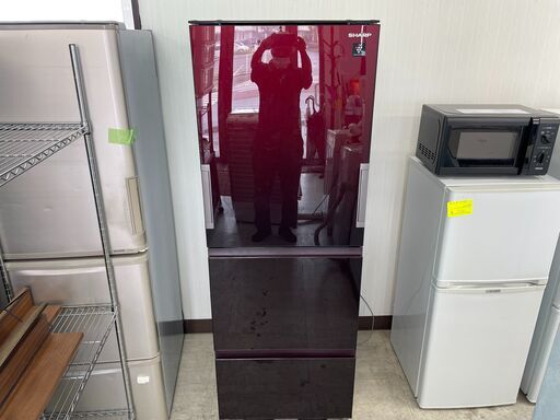 シャーププラズマクラスター356L両開き冷蔵庫　自動製氷機　ガラストップ　2017年製　分解クリーニング済み