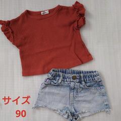 夏用 子ども服 カットソー・ダメージパンツ セット④　サイズ90