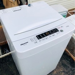 福岡市内配送無料　2021年　ハイセンス 全自動 洗濯機 5.5kg ホワイト HW-K55E 最短10分洗濯 真下排水