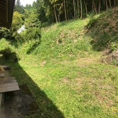 ゲストハウスの庭の草刈り剪定作業