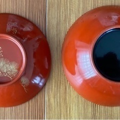 着払発送可【朱塗 松蒔絵 漆器　吸物椀 10客】骨董　木製 煮物椀 蒔絵椀の画像