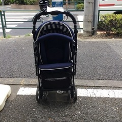 ベビーカー(Aprica、紺色)