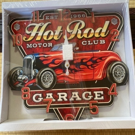 掛時計 おしゃれ アンティーク クロック 時計 車 Hot Rod Motor Club