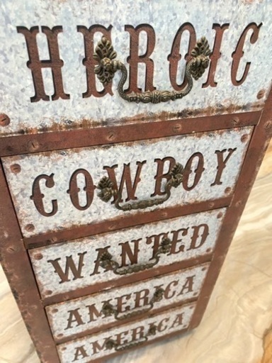 輸入品?新品未使用　ヴィンテージ　各面に模様がある　?激レア　cowboy 5段箪笥　ダンス　