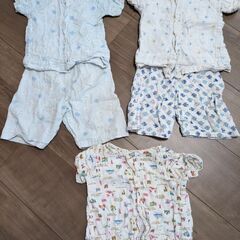 ガーゼ　綿　パジャマ　ダブルガーゼ　前開き　プラスナップ　綿100%　60 70 80の画像